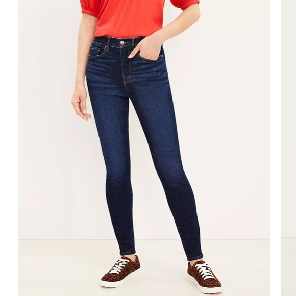 LOFT NWT Tall High Waist Sculpt Jeggings In Dark Indigo Wash - Picture 1 of 3